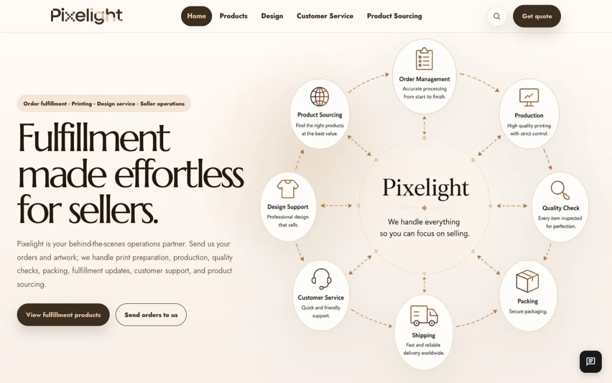 Giao diện website Pixelight