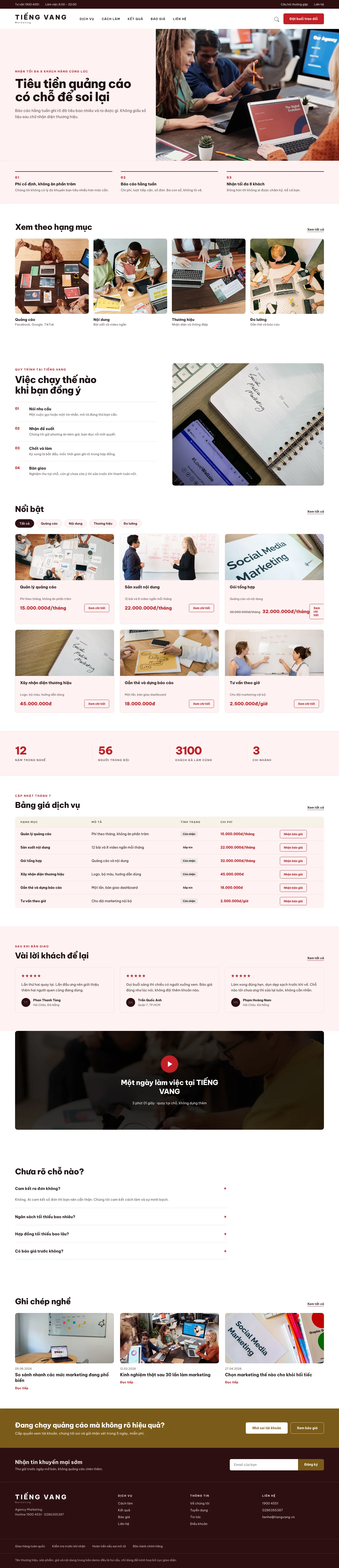 Trang chủ của giao diện TIẾNG VANG