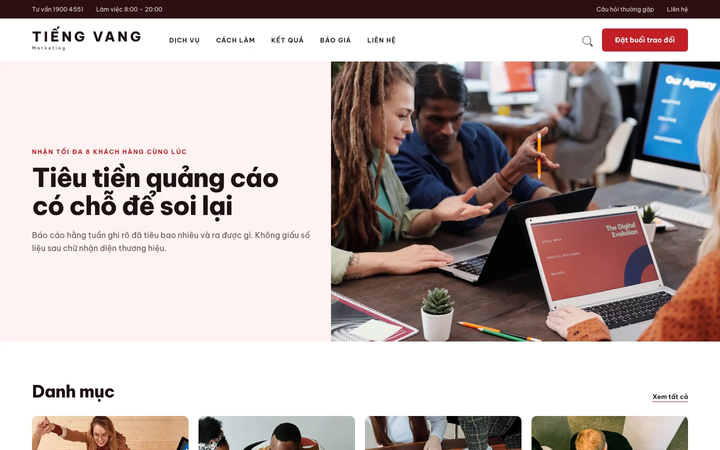Giao diện TIẾNG VANG trên laptop và điện thoại