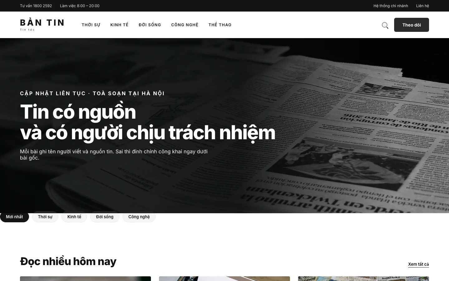 Ảnh xem trước giao diện BẢN TIN