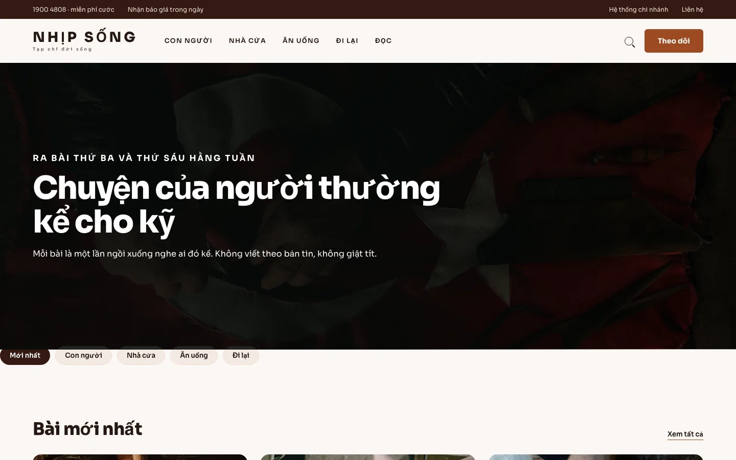 Giao diện NHỊP SỐNG trên laptop và điện thoại