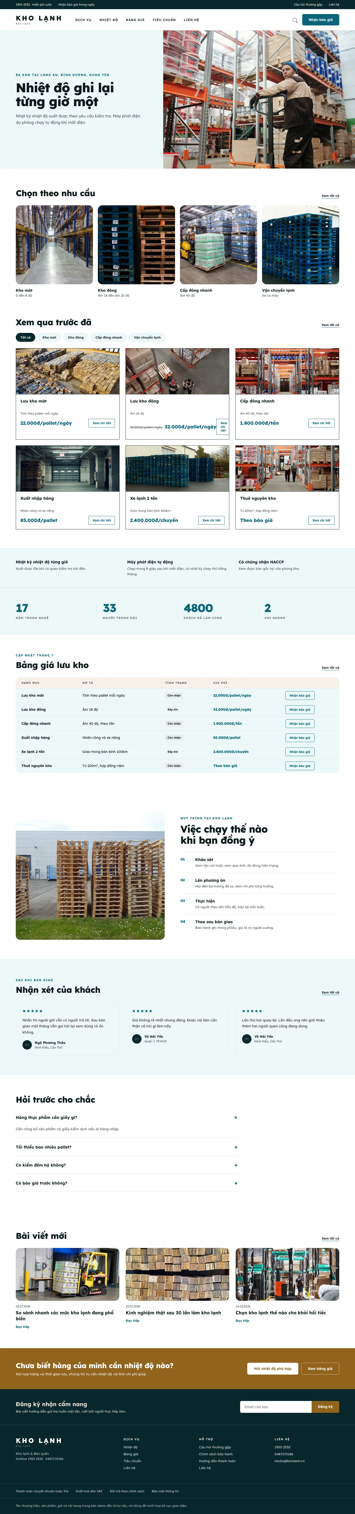 Trang chủ của giao diện KHO LẠNH